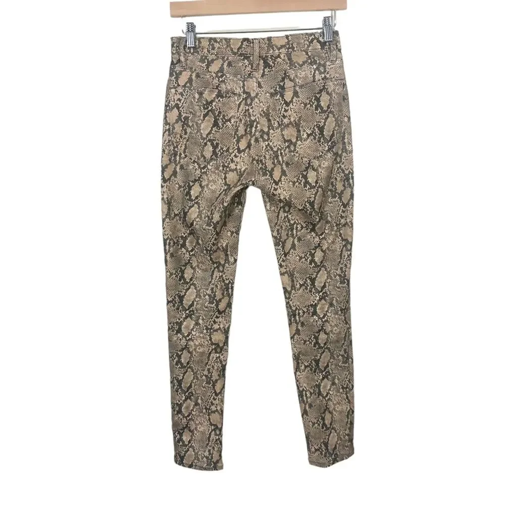 Frame Le High Skinny Crop Jeans in Coated Python Size 25